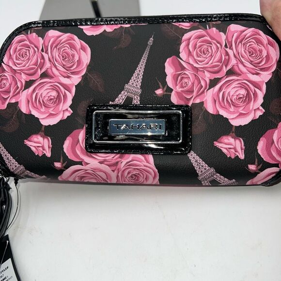 Tahari Touch of Modern Rose and Eiffel Tower Print Wristlet/Wallet RFID - Picture 1 of 9